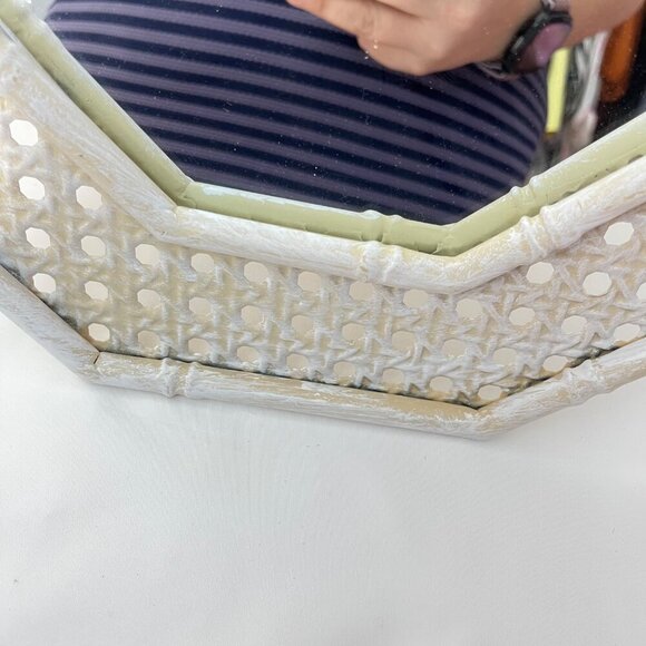 Octagonal Metal Woven pattern Standing Desk Mirror - Picture 3 of 5